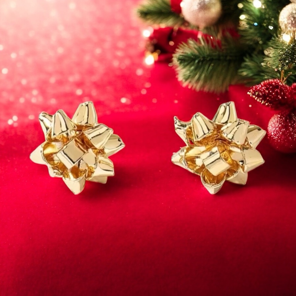 💛🆕💛Festive Gold Bow Earrings